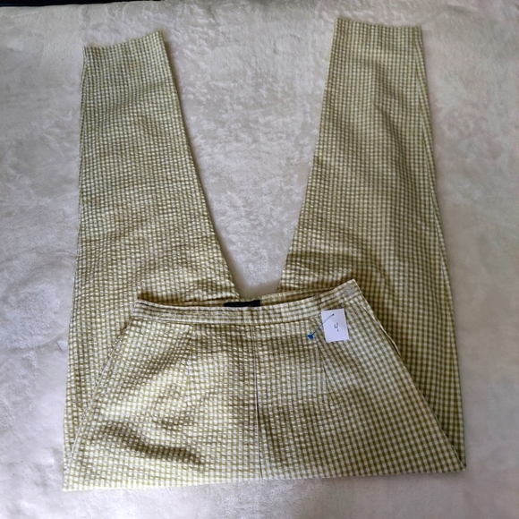 J. Crew Pants - J. Crew Gingham Green White Martie Cropped Side Zipper Pants